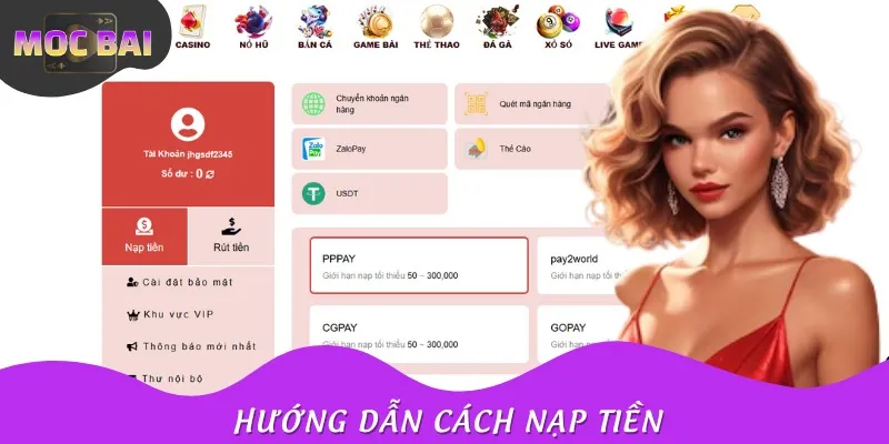 Hướng dẫn nạp tiền vào tài khoản nhanh chóng, an toàn